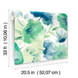 BL1774 Watercolor Bouquet Blue Green Wallpaper