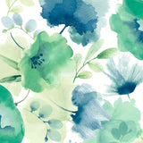 BL1774 Watercolor Bouquet Blue Green Wallpaper