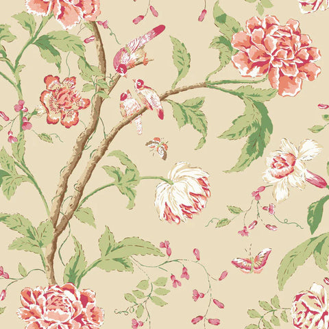 BL1781 Teahouse Floral Cream Coral Wallpaper
