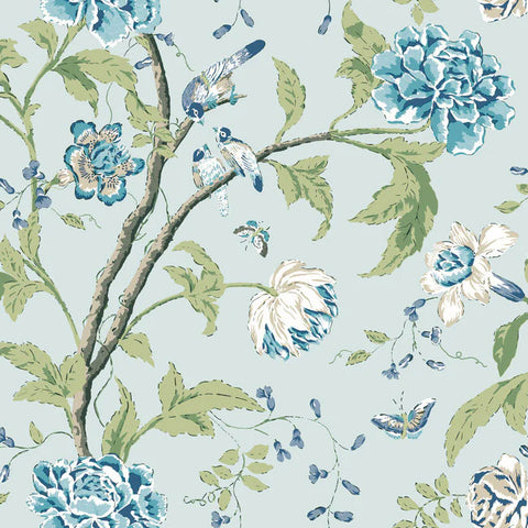 BL1784 Teahouse Floral Light Blue Wallpaper