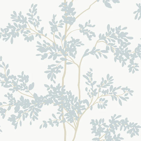 BL1802 Lunaria Silhouette White Blue Wallpaper