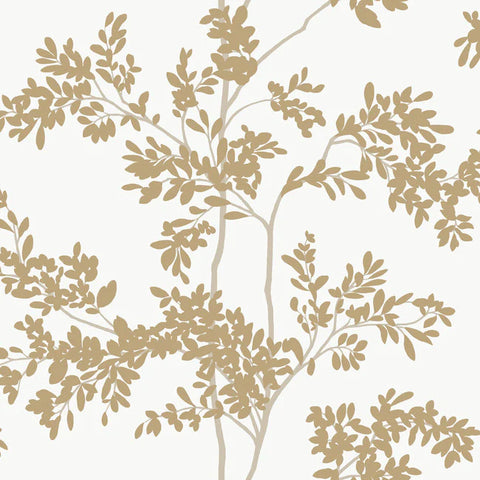 BL1806 Lunaria Silhouette White Gold Wallpaper