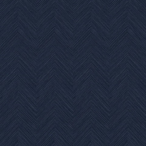 BL72602 Herringbone Dark Blue Natural Grasscloth Wallpaper