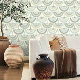 BO6643 Feather Fringe Neutral Blue Wallpaper