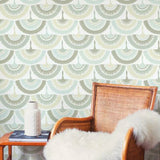 BO6643 Feather Fringe Neutral Blue Wallpaper