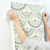 BO6643 Feather Fringe Neutral Blue Wallpaper