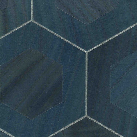 BX10012 Hextor Wood Veneer Indigo Blue Wallpaper