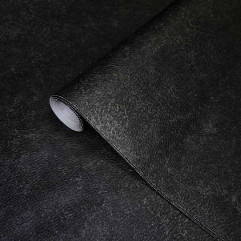 BV30600, 12137 Black charcoal heavy vinyl Romo Soho faux leather textured modern wallpaper roll
