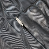 Z42610 Black modern faux silk fabric textured wavy lines contemporary wallpaper roll 3D