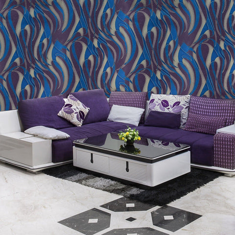 9623 Blaze purple blue silver metallic foil abstract modern art deco wallpaper rolls