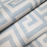 LN41202 Blue off white faux weave Woven Raffia fabric Greek key Luna retreat wallpaper