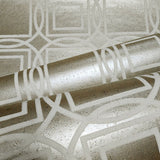 LC7154 Brass nickel gold metallic off white geo trellis square circle lines wallpaper