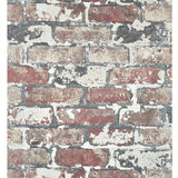 IR70211 Brickwork cream beige red gray Exposed faux distressed brick Wallpaper