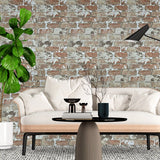 IR70201 Brickwork off white red gray Exposed faux distressed brick Wallpaper 3D