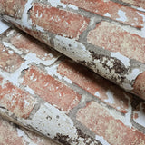 IR70201 Brickwork off white red gray Exposed faux distressed brick Wallpaper 3D