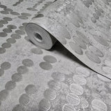 C18822 Light gray silver metallic faux concrete textured polka dots Modern Wallpaper 3D