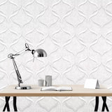 C88109 Grayish ivory cream off white wavy trellis lines textured contemporary Wallpaper