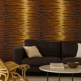 CB10001 Bold exotic faux animal fur tiger stripe golden red orange black wallpaper rolls
