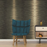 CB10004 Bold exotic faux animal fur tiger stripe golden brown olive green wallpaper roll
