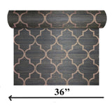 CB12507 Black olive brown gold copper trellis natural Grasscloth textured geo Wallpaper
