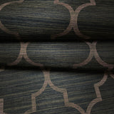CB12507 Black olive brown gold copper trellis natural Grasscloth textured geo Wallpaper