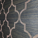 CB12507 Black olive brown gold copper trellis natural Grasscloth textured geo Wallpaper