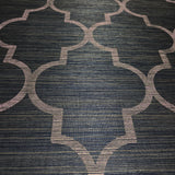 CB12507 Black olive brown gold copper trellis natural Grasscloth textured geo Wallpaper