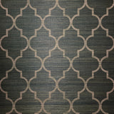CB12507 Black olive brown gold copper trellis natural Grasscloth textured geo Wallpaper
