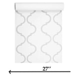 CB12608 Classic Moroccan Trellis soft off white gray textured geo ogee wallpaper roll 3D