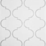 CB12608 Classic Moroccan Trellis soft off white gray textured geo ogee wallpaper roll 3D