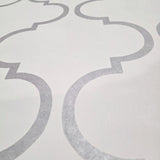 CB12608 Classic Moroccan Trellis soft off white gray textured geo ogee wallpaper roll 3D