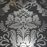 CB22200 Victorian Silver foil metallic deep black traditional damask modern wallpaper 3D
