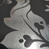 CB22200 Victorian Silver foil metallic deep black traditional damask modern wallpaper 3D

