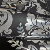 CB22200 Victorian Silver foil metallic deep black traditional damask modern wallpaper 3D
