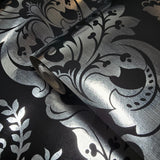 CB22200 Victorian Silver foil metallic deep black traditional damask modern wallpaper 3D
