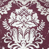 CB22209 Burgundy red silver metallic natural cork textured Victorian damask Wallpaper 3D
