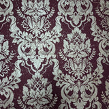 CB22209 Burgundy red silver metallic natural cork textured Victorian damask Wallpaper 3D

