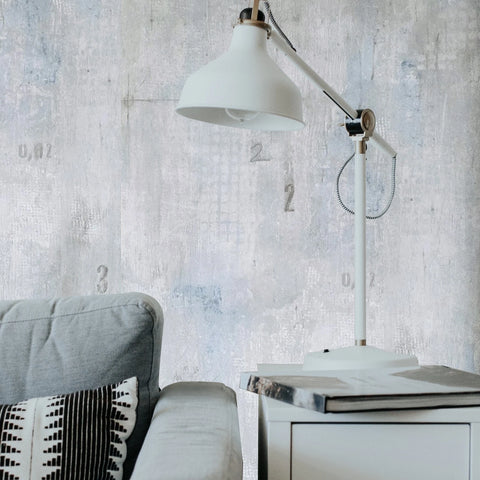 CB40402 Teal Blue gray Faux worn out distressed industrial weathered concrete wallpaper

