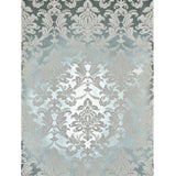 CB53802 Teal silver metallic foil matt gray Acanthus Leaves damask Victorian wallpaper
