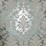 CB53802 Teal silver metallic foil matt gray Acanthus Leaves damask Victorian wallpaper

