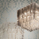 CB53802 Teal silver metallic foil matt gray Acanthus Leaves damask Victorian wallpaper
