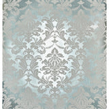 CB53802 Teal silver metallic foil matt gray Acanthus Leaves damask Victorian wallpaper
