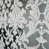 CB53802 Teal silver metallic foil matt gray Acanthus Leaves damask Victorian wallpaper
