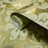 CB53805 Egerton Yellow foil gold metallic Acanthus Leaves damask Victorian wallpaper 3D
