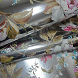CB54400 Silver foil metallic pink blossom branches flowers blooming peonies wallpaper 3D
