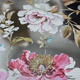 CB54400 Silver foil metallic pink blossom branches flowers blooming peonies wallpaper 3D
