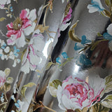 CB54400 Silver foil metallic pink blossom branches flowers blooming peonies wallpaper 3D
