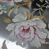 CB54400 Silver foil metallic pink blossom branches flowers blooming peonies wallpaper 3D
