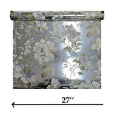 CB54404 Silver foil metallic purple blossom branches flowers blooming peonies wallpaper
