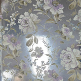 CB54404 Silver foil metallic purple blossom branches flowers blooming peonies wallpaper

